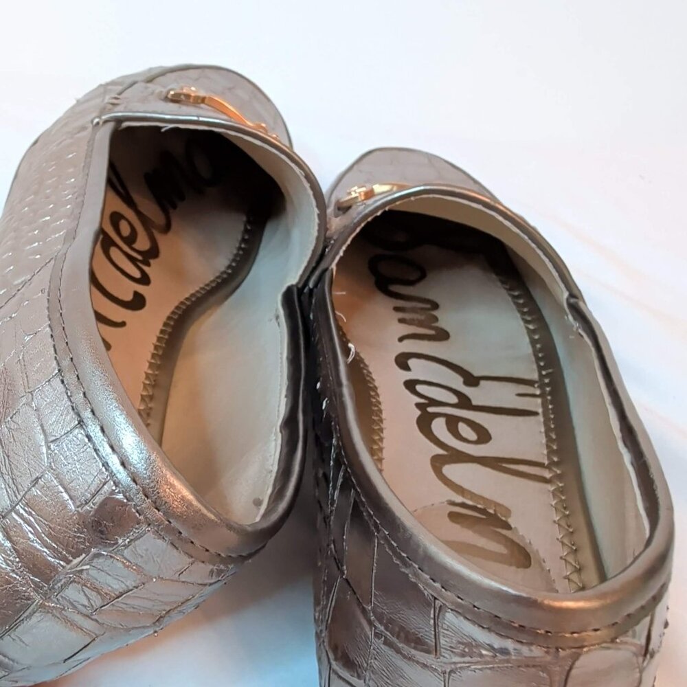 Sam Edelman Bronze Croc Embossed Loraine Leather Loafers - Picture 8 of 10